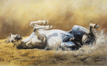 Peinture intitulée "Wild horse dusting" par Julian Wheat, Œuvre d'art originale, Acrylique