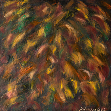 Pintura intitulada "Autumn leaf fall" por Juliana Sol, Obras de arte originais, Óleo Montado em Armação em madeira
