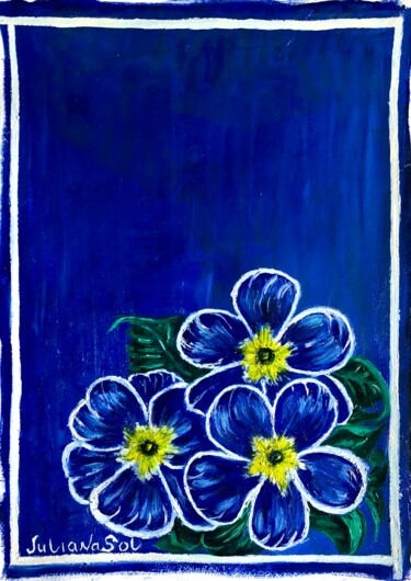 Pintura intitulada "Blue flowers" por Juliana Sol, Obras de arte originais, Óleo