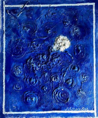 Ζωγραφική με τίτλο "Blue eternity" από Juliana Sol, Αυθεντικά έργα τέχνης, Λάδι Τοποθετήθηκε στο Ξύλινο φορείο σκελετό