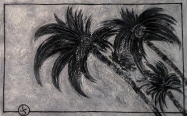 Pittura intitolato "Palms in the sky 2" da Juliana Sol, Opera d'arte originale, Olio