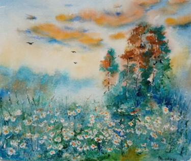 Pintura intitulada "Summer morning in t…" por Juliaresha, Obras de arte originais, Aquarela