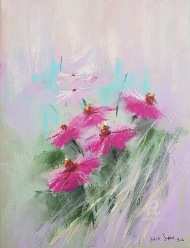 Dessin intitulée "Meadow flowers" par Julia Suptel, Œuvre d'art originale, Pastel
