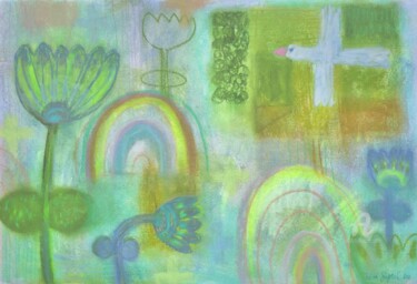 Dibujo titulada "The land of rainbow…" por Julia Suptel, Obra de arte original, Pastel