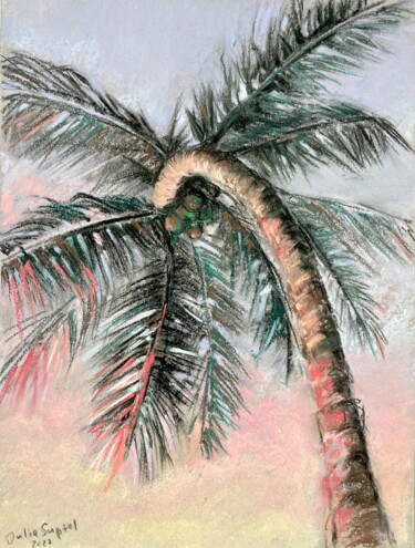 图画 标题为“Sunset palm tree” 由Julia Suptel, 原创艺术品, 粉彩