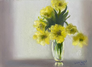 Schilderij getiteld "Dreamy yellows" door Julia Suptel, Origineel Kunstwerk, Pastel