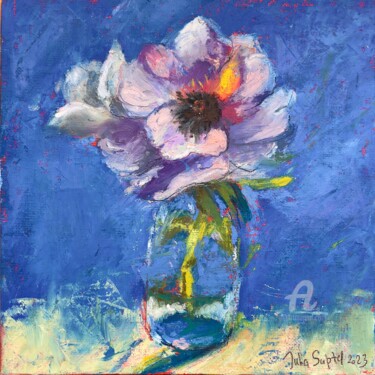 Painting titled "Study of a flower" by Julia Suptel, Original Artwork, Pastel Mounted on Cardboard