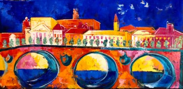 Pintura intitulada "Pont Neuf (Toulouse)" por Julie D'Aragon, Obras de arte originais, Óleo