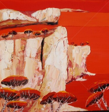 Peinture intitulée "" Les Calanques rou…" par Julie Pioch, Œuvre d'art originale, Huile