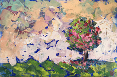 Painting titled "Exuberant flowering…" by Julie Stepanova, Original Artwork, Acrylic Mounted on Cardboard