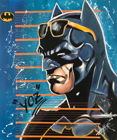 Painting titled "Batman à la cool" by Julien Antoine (YOZ), Original Artwork, Acrylic Mounted on Wood Stretcher frame