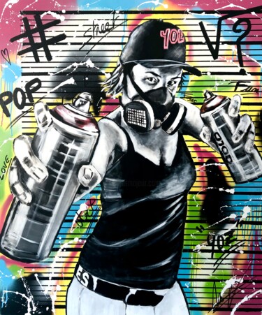 Pintura titulada "Graffeuse #1" por Julien Antoine (YOZ), Obra de arte original, Acrílico Montado en Bastidor de camilla de…