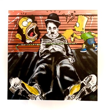 Painting titled "Chaplin et là coule…" by Julien Antoine (YOZ), Original Artwork, Acrylic