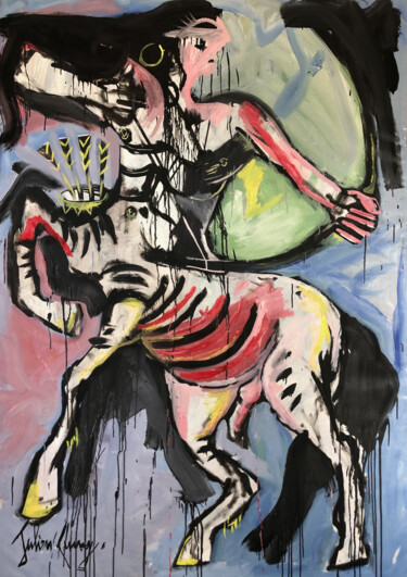 Peinture intitulée "Le Centaure" par Julien Cuny, Œuvre d'art originale, Huile Monté sur Châssis en bois