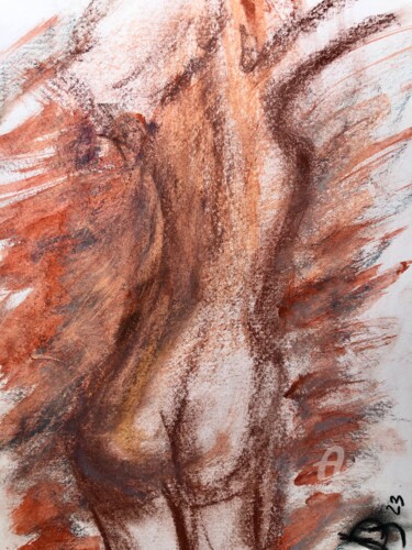 Рисунок под названием "Sanguine nu 1" - Julien Danaux (Artdanaux), Подлинное произведение искусства, Древесный уголь