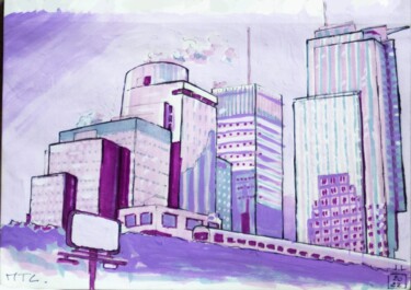 제목이 "Downtown Purple Mon…"인 미술작품 Julien Lemaire로, 원작, 구아슈