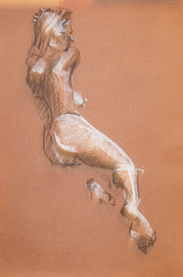 Рисунок под названием "Life drawing #2305" - Julien Lemaire, Подлинное произведение искусства, Пастель