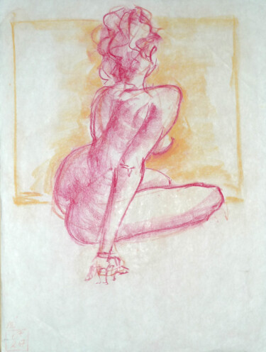 Disegno intitolato "Life drawing #2334…" da Julien Lemaire, Opera d'arte originale, Pastello