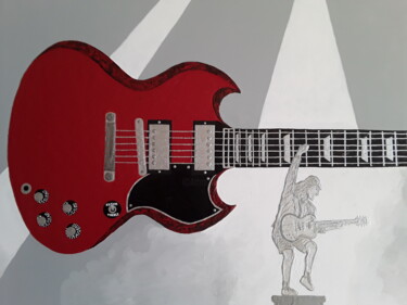 Ζωγραφική με τίτλο "Angus Young's guitar" από Julien Rault, Αυθεντικά έργα τέχνης, Ακρυλικό