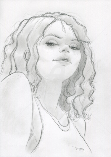 Drawing titled "Louise (#artistsupp…" by Julien Cachemaille, Original Artwork, Pencil