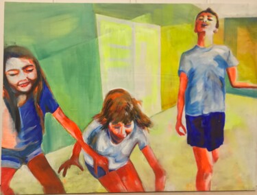 Schilderij getiteld "Attrape" door Juliette Rousseau, Origineel Kunstwerk, Olie