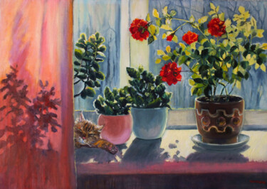 Painting titled "The sunny spring da…" by Julija Demenkova, Original Artwork, Oil