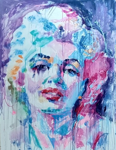 Malerei mit dem Titel "Marilyn Monroe" von Julijana Voloder, Original-Kunstwerk, Acryl Auf Keilrahmen aus Holz montiert