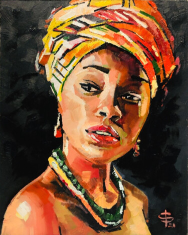 Pintura titulada "African Woman" por Juliya Fedotova, Obra de arte original, Oleo