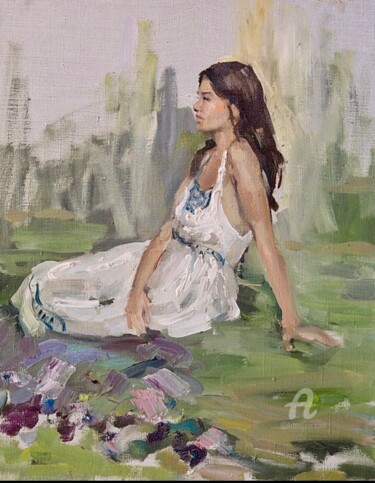 Painting titled "In The Garden" by Julya Moiseeva (FREYA MOZES), Original Artwork, Oil