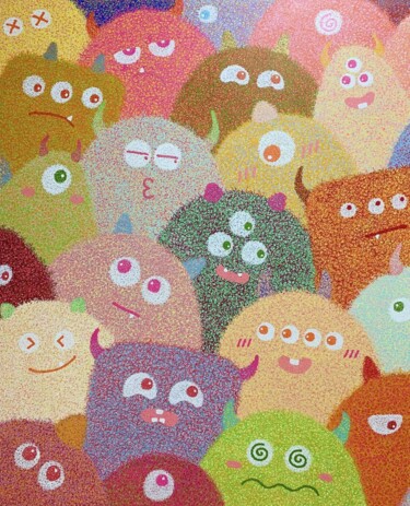 绘画 标题为“小怪兽-小粉头” 由俊明 李, 原创艺术品, 颜料