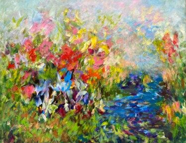 Peinture intitulée "By the Brook" par Junija Galejeva, Œuvre d'art originale, Acrylique Monté sur Châssis en bois