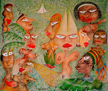 Arte digitale intitolato "Yemanjácaju" da Junyor Palhares, Opera d'arte originale, Pittura digitale
