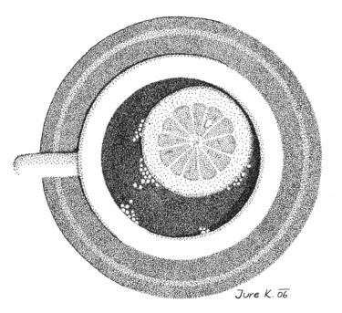 제목이 "a cup of tea"인 그림 Jure Kralj로, 원작, 잉크