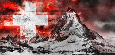 제목이 "Matterhorn"인 디지털 아트 Jürgen Haffa (creator)로, 원작, 포토 몽타주 알루미늄에 장착됨