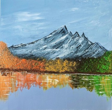 Peinture intitulée "Lac des sommets -re…" par Jurgen Jabouille, Œuvre d'art originale, Acrylique