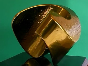Sculpture intitulée "i-yingyang M doré" par Jurgen Liedel, Œuvre d'art originale, Techniques mixtes