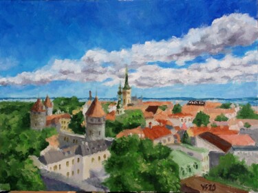 Pittura intitolato "Summer View Old Tal…" da Juri Semjonov, Opera d'arte originale, Olio