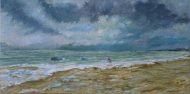 Painting titled "Beach Stories, Orig…" by Juri Semjonov, Original Artwork, Oil Mounted on Wood Stretcher frame