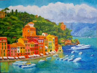 Pintura titulada "Portofino" por Juri Semjonov, Obra de arte original, Oleo Montado en Bastidor de camilla de madera