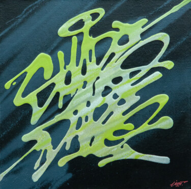 Schilderij getiteld "ShareAndDare" door Just, Origineel Kunstwerk, Graffiti Gemonteerd op Frame voor houten brancard