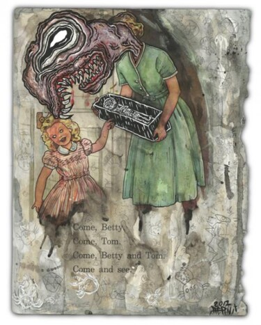 Картина под названием "Mother's Box" - Justin Aerni, Подлинное произведение искусства