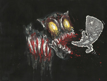 Картина под названием "SPIT" - Justin Aerni, Подлинное произведение искусства, Масло