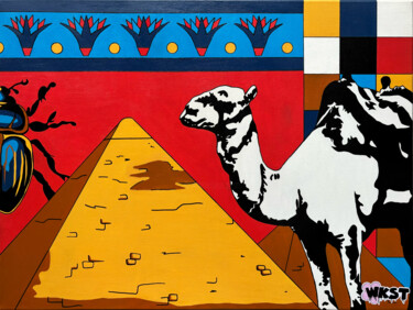 Painting titled "Egypte" by Justine Morel (Wookysty), Original Artwork, Acrylic Mounted on Wood Stretcher frame
