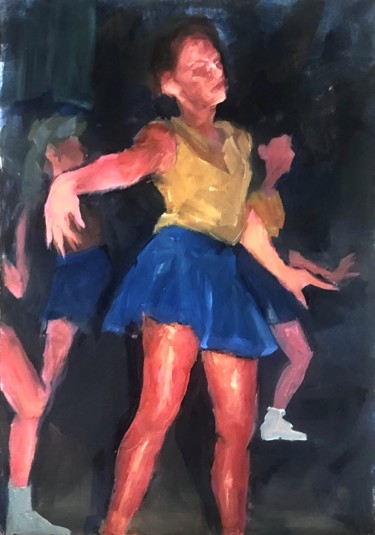 Картина под названием "Girls" - Justine Lemaire, Подлинное произведение искусства, Масло Установлен на Деревянная панель