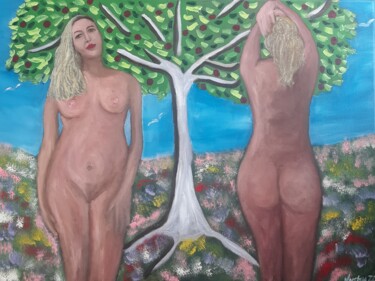 Ζωγραφική με τίτλο "apple tree" από Justin Myers, Αυθεντικά έργα τέχνης, Λάδι