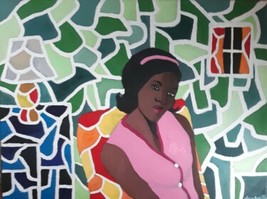 Peinture intitulée "seated girl" par Justin Myers, Œuvre d'art originale, Huile