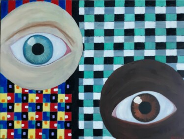 Peinture intitulée "Eye to Eye" par Justin Myers, Œuvre d'art originale, Huile