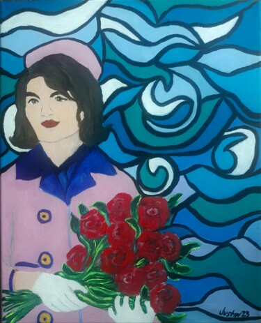 Pintura intitulada "Jacqueline Kennedy" por Justin Myers, Obras de arte originais, Óleo