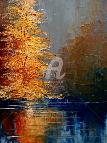 제목이 "River"인 미술작품 Justyna Kopania로, 원작, 기름 나무 들것 프레임에 장착됨