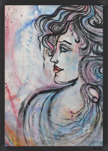 Zeichnungen mit dem Titel "Femme Fragile" von Jutta Jung, Original-Kunstwerk, Tinte
